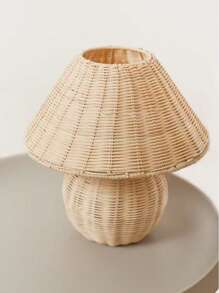 قطعة واحدة مصباح طاولة مصنوع يدويًا من الخيزران والخشب، مصباح بطراز كلاسيكي، مصباح سرير بلمسات خشبية نوردية، مناسب للإقامة المنزلية، غرفة الطعام، التخييم، مصباح أجواء ضوء دافئ