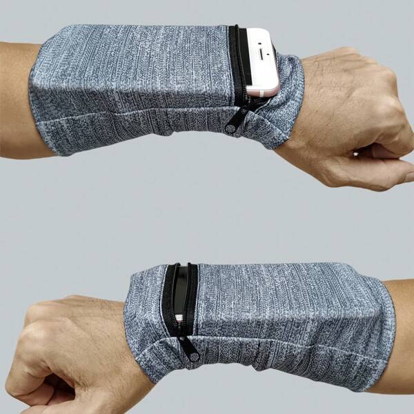 جيب هاتف محمول، وعاء العرق ذات الذراع الملون للنساء بالإضافة إلى كيس تخزين، مصنوعة من قماش مطاطي يمتص الماء بقوة ومناسبة للرياضات الخارجية مثل ركوب الدراجات