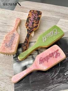 Customized Acetate Hair Comb, Handcrafted With Diamonds, Customized Logo & Name, Massaging Air Cushion Comb