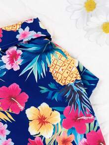 LUCKIE LABO 1pc Pineapple & Hibiscus Tropical Print Pet Shirt, Suit For Indoor/Outdoor Wear For Cats & Dogs - Multicolor - View 6