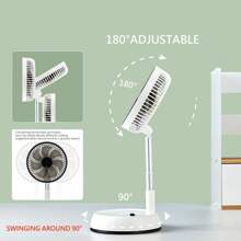 1 pieza Ventilador portátil recargable por USB, capacidad alta de 5400mAh, ajustable, plegable, temporizador, rotación automática, adecuado para escritorio o piso, control remoto, gran acompañante para refrescarse en actividades al aire libre en verano