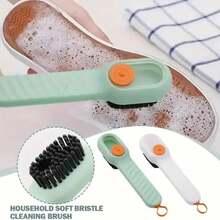 1pc Multi-Function Automatic Spot Shoe Brush Soft Hair Hand Pressure Hanging Hole Suitable For Clothing Carpet Plastic Handles - 白色 - 查看 8
