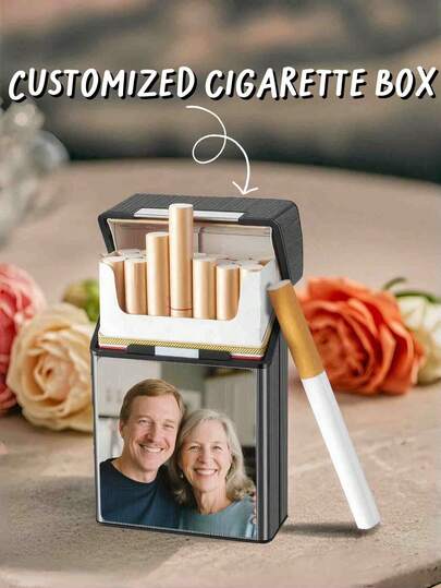 1pc Personalized Photo & Text Cigarette Cases,Unique Customizable Designs With Glossy Finish, & Stylish Accessories For Smokers, Perfect Birthday/Gift For Men & Women Travelers,Perfect Gift For Love Day,Halloween & Christmas
