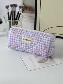 1个！少女魅力爆棚！蝴蝶结格纹笔袋~清新格纹图案，大容量收纳，轻松收纳文具杂物。柔软可爱的造型，点亮你的书桌——学生和通勤族必备的精致收纳包，适合返校季、学校用品、笔袋、书包等。 - 彩色 - 查看 13