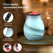 Handmade Glass Ink Painting Electric Wax Warmer Scentsy Warmer With 7 Colors Changing Led Light Reusable Silicone Liner PTC Heating Element Wax Melt Burner Night Light For Home… - Multicolor - View 5