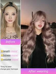 SHUDUO 1 Parrucca con base per la fronte in pizzo 4*1, parrucca con onde per la fronte, parrucca con riga centrale, rosa semi-intrecciata per uso quotidiano, naturale, parrucca romantica di moda (accessori non inclusi)