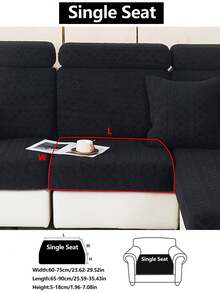 1 件弹力沙发套防滑全盖沙发座垫套，四季通用面料加厚沙发套可水洗防尘宠物友好装饰套适用于卧室、办公室、客厅 L 型沙发，1-2-3-4 座 - 黑色 - 查看 19