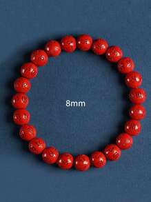 Pulseira de mantra com 6 palavras e cinábrio nativo, pulseira elástica de areia dourada roxa com alto teor de areia do imperador, pulseira vermelha da sorte para o ano de nascimento, ioga, estilo vintage para homens e mulheres, pode ser usada diariamente