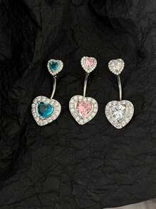 1 Stück minimalistischer Strass-Herz-Bauchnabel-Piercing-Ring, modischer sexy Körperschmuck Bauchnabel-Schmuck
