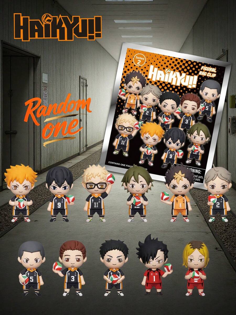 Crunchyroll 1個 排球!! 官方盲盒吊飾 3D 動漫角色神秘鑰匙圈,隨機 1 款 日向翔陽、澤村大地、菅原孝司、月島京、田中龍之介或其他角色,週年生日禮物送給男友/女友粉絲 - 彩色 - 查看 1