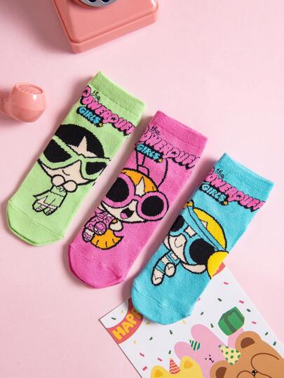 Warner Bros 3 Pairs Of Cute Cartoon And Heart-Shaped Crew Socks For Ladies, Suitable For Daily Fashionable Outfits And Gift-Giving Parties