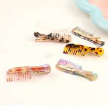 5 Stück/1 Set schildkrötenförmige dunkle Acetat kreative Haarspangen Pony Clips, marmorierte Alligator Haarclips, Haraccessoires, Krallenklemmen, Haarklammern, Haarclips