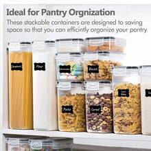 24/10/7 Piezas Hermético con Frascos Grandes Contenedores de Almacenamiento de Alimentos, Organizador y Almacenamiento de Despensa de Cocina, Frascos de Plástico de Grado Alimenticio para Cereales, Harina, Azúcar, Pasta, Alimentos Secos para Cocina, Casillero y Refrigerador, Incluye Etiquetas y Marcadores