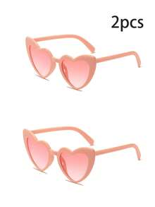 1/2pcs Unisex Red Heart-Shaped Beach Fashion Glasses - Multicolor - View 16
