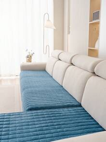 Veet 1件装可水洗防滑L型沙发套，适用于三人沙发，绗缝设计，磁扣闭合，宠物友好型保护 - 灰色天鹅绒沙发套