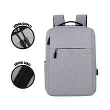 Mochila Escolar Resistente Unissex Bolsa De Festa Minimalista Impermeável com USB - Preto - Visão 3