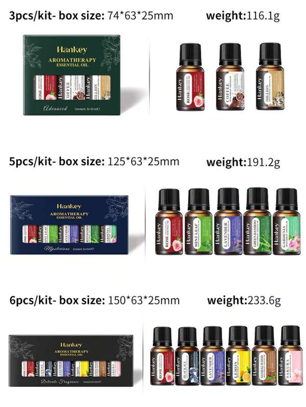 Set de aceites esenciales solubles en agua 3 piezas/5 piezas/6 piezas/Set 10ml Set de aceites esenciales de aromaterapia (0.34 fl.Oz) Solo para usar en humidificadores y difusores