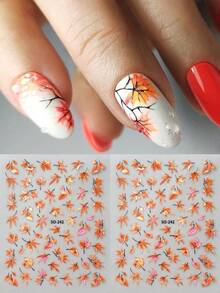 Autumn Maple Leaf Nail Art Stickers Fall Leaf Nail Decals 2PCS Leaves Plant 3D Self-Adhesive Nail Art Supplies Decals Fall Sticker For Nails Holiday Manicure Accessories For Women Nail Decorations - Multicolor - View 1