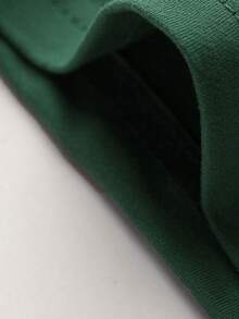 女童卡通猫咪爱心印花圆领T恤，夏季休闲柔软上衣 - 墨綠色 - 查看 5