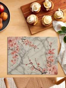 Juego de 1 pieza/4 piezas/6 piezas, Mantel individual de tela/lino de cocina, Mantel individual decorativo simple, Mantel individual con estampado de flores de ciruelo chino, Decoración de habitación para hotel, restaurante, fiesta festiva, Adecuado para decoración de vajilla del hogar durante todo el año