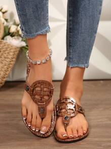 Neue modische Damen Hausschuhe Zehentrenner Flache Sandalen für den täglichen Gebrauch