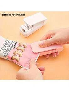 Sellador de calor portátil y mini para bolsas de alimentos, selladora de vacío para bolsas de plástico, máquina selladora de bolsas de aperitivos, kit de sellado de tubos de plástico - Cierre térmico de bolsas de plástico para mantener la frescura - Accesorio de cocina fácil de usar (Baterías no incluidas)