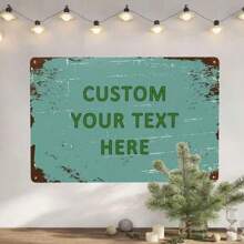 1pc Customized Name Or Text Metal Sign, Personalized Vintage Metal Sign Text Logo For Country And Outdoor Commercial Use