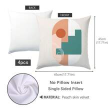 4 fundas de cojín con estampado geométrico floral abstracto rojo y verde, tela de terciopelo de melocotón suave a la piel, impresión unilateral de 45*45CM, adecuado para sala de estar, dormitorio, sofá, decoración del hogar, regalo de cojín decorativo