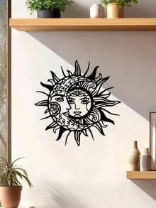 1 Piece Indoor Decor Sun And Moon Metal Wall Art - Mysterious Symbols, Romantic Valentine's Day Or Birthday Gift, Vintage Style, Indoor/Outdoor Hanging, Perfect Room Decor, Suitable For Room Decor.