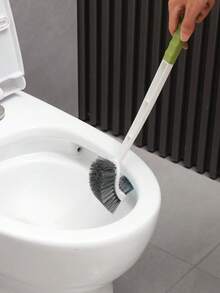 Escobilla de baño de doble cabezal PP con base para limpiar sin rincones muertos Inodoro en cuclillas con cerdas duras extendidas para uso especial - BLANCO - 2 UNIDADES - Ver 5