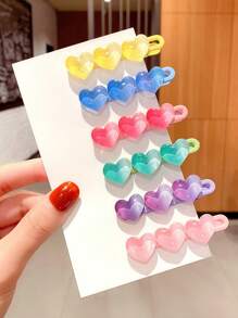 2pcs/6pcs Of Heart - Shaped Hair Clips For Ladies. They Come In Various Colors. They Can Be Given As Small Gifts To Besties Or Sisters To Convey A Lovely Girly Heart. Both And Adults Can Wear Them. ,Hair Accessory, Claw Clips, Hair Slide, Hair Claws