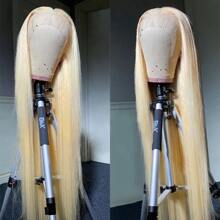 34Inch 613 Lace Front Wig Human Hair 13x4 HD Transparent Lace 200% Density Straight Brazilian Blonde Wig Pre-Plucked With Baby Hair