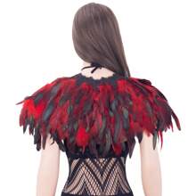 Châle de femmes en plumes artificielles, cape, col en dentelle, costumes de sorcière pour Halloween et carnaval