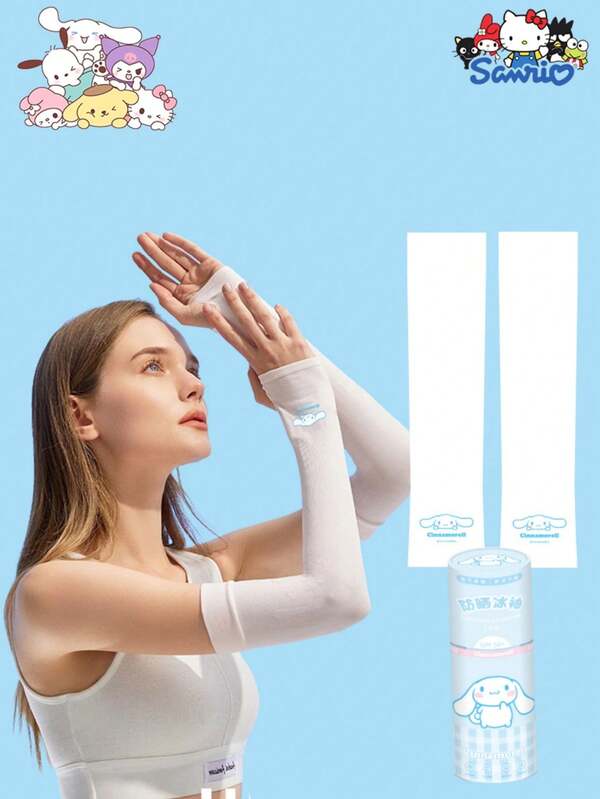 Sanrio 1 par de mangas protectoras UV Sanrio, UPF50+, mangas para los brazos frescas y transpirables Sanrio, mangas para los brazos frescas Kuromi, adecuadas para hombres y mujeres