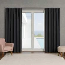 Luxury Blackout Curtain 4 And 5m X 2.80m For Swiss Track Max – Blackout Cuts Off Light For Living Room And Bedroom - Black - View 2