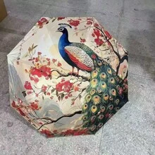 Anti-UV Floral Umbrella, Extra Large Sun Protection Dual Use Rainproof And Sunproof Parasol, Compact And Portable Design