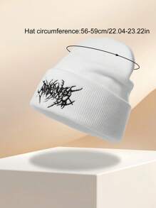 1pc/2pcs Casual Gothic Men's Scar Embroidered Knitted Brimless Face Enhancing Small Knitted Hat, Women's Fashionable Street Skiing Hat, Warm And Versatile Cold Hat, Loose Hat