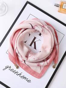 1pc Magnetic Belt With Metal Print Square Scarf