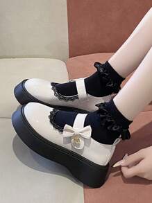 Thick Sole Cute Round Toe Mary Jane Flat Shoes For Women, Vintage Versatile Japanese Style Casual Lovely Pumps, Summer New