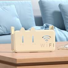 1pc Router Storage Box Fit Standard Router Size, With Adhesive Tape & Screws, Cute Wall-Mounted Router Storage Holder, Plastic Material, Adorable Cat Design With Hollow Cat Face & WiFi Icon, Won't Block Signal, For Daily Home Network Device Organization
