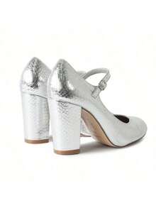 Women's White Wine Rose Gold Black Taupe Beige Grey Lipstick Natural Snake Mary Jane Pumps – Round Toe Ankle Strap Vintage Dress Heels [Size Up Half Size] - 蛇 - 查看 5