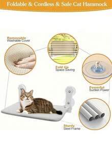 1pc Cat Hammock Pet Hammock Window Home Bed Suction Cup Folding Balcony Bed Hanging Glass Basket For Small Medium Cat Pet Supplies - Multicolor - View 4