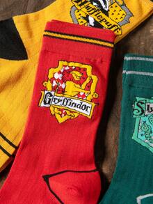 4 đôi tất mềm mại thoáng khí theo phong cách Harry Potter, quà tặng tất cổ điển cao đến giữa bắp chân, tất Giáng sinh theo chủ đề trường đại học dễ thương cho học sinh và các cặp đôi - Nhiều màu - Xem 3