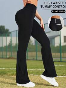 Pantalon de yoga de sport pour femme taille haute, vêtements de sport d'été décontractés, leggings de fitness, pantalon large extérieur, entraînement sans couture, taille élastique large, couleur unie