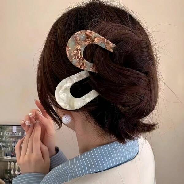 1pc Vintage Stylish U-Shaped Acetate Hair Clip For Women, Suitable For Ages 14+, Daily Decorative Accessory, Perfect Mother's Day Gift Hair Combs Combs For Hair Side Comb