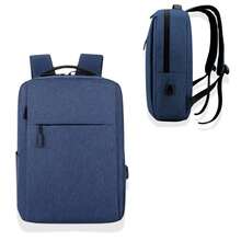 Mochila Escolar Resistente Unissex Bolsa De Festa Minimalista Impermeável com USB - Preto - Visão 6