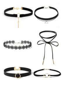 10pcs/Set Minimalist Personalized European&American Style Choker Necklace Collar Bone Chain Set, Short Korean Velvet Necklace
