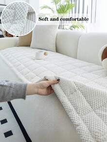 1 件现代绗缝灯芯绒沙发套 - 优雅格子设计，防滑，宠物友好，可机洗沙发保护套，适用于客厅、卧室、办公室装饰