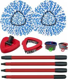 Spin Mop Handle,Mop Heads Replacements,Scrubber Mop Head And Mop Base Compatible With O-Cedar RinseClean 2-Tank Spin Mop System,Mop Handle And Head Replacement Combo Set For Wet Dry Use Floor Cleaning - 彩色 - 查看 11