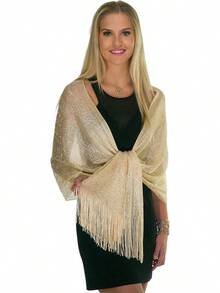 Metallic Glitter Shawl Wrap For Evening Dresses And Weddings - 淺黃香檳色 - 查看 11
